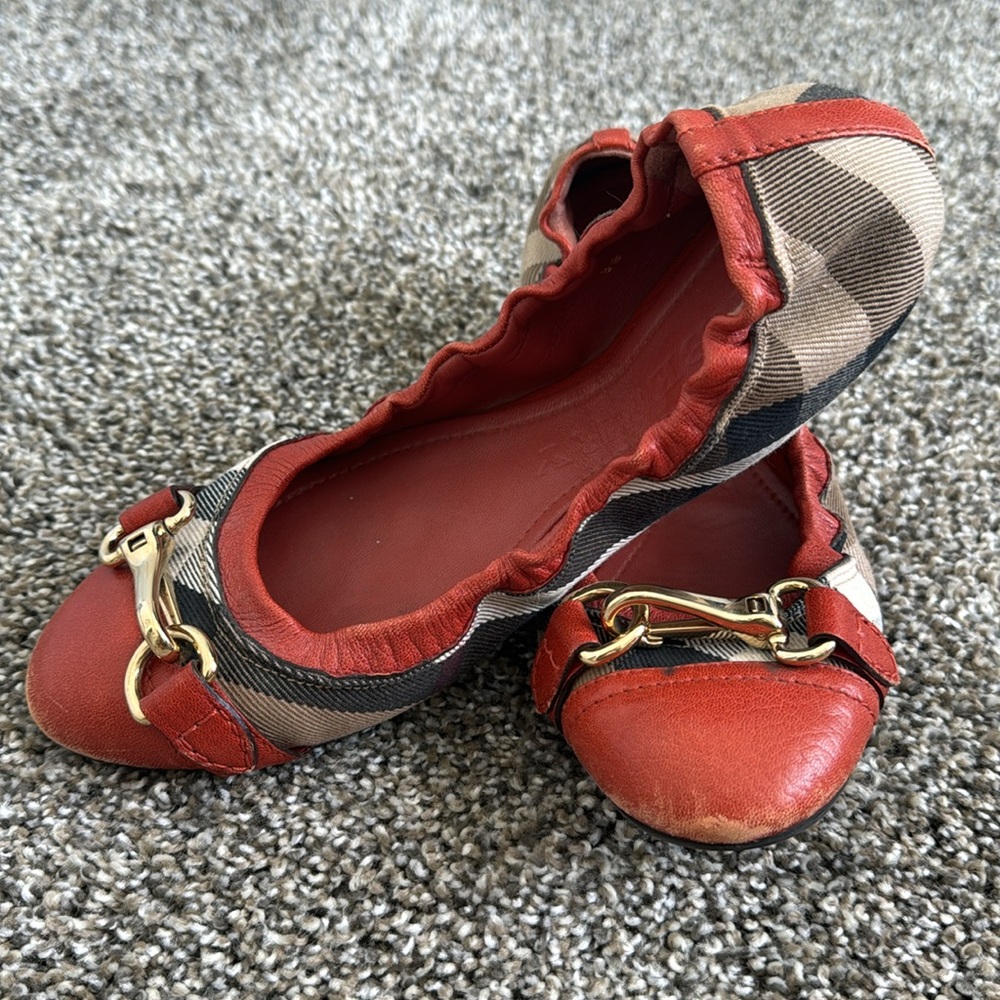 Burberry Flat Shoes, Size 38, Orange, Plaid - Picture 7 of 7